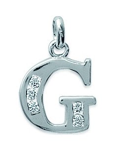 Pendentif Argent/Initiale/Majuscule+Strass+G