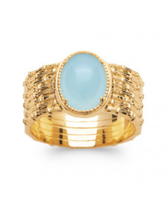 Bague Femme Pierre Naturelle Agate Bleue