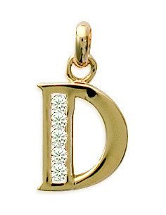 Pendentif Plaqué Or Initiale Lettre Brillant D