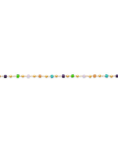 Bracelet Plaqué Or Femme en Cristal Multicolore