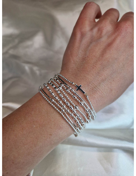 Bracelet Femme Perles Grain de Riz Argent 925