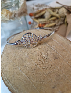 Bracelet Jonc Arbre de Vie Argent Plein 925