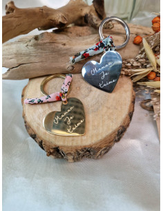Porte Clés Coeur Acier Maman Je t'Aime - Doré et Argenté