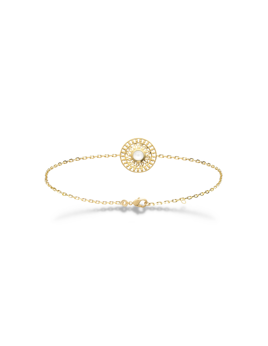 bracelet plaque or et pierre de lune femme tendance kiara