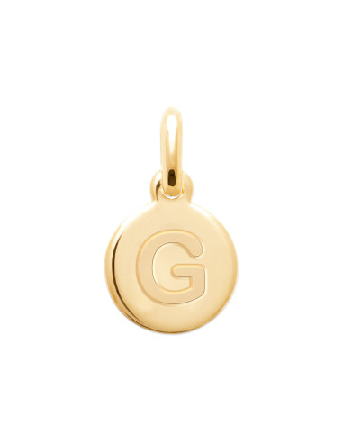 Pendentif Initiale en Médaille Ronde Plaqué Or - G