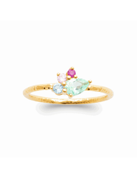 Bague Femme Plaqué Or et Pierres Multicolores - Luisa