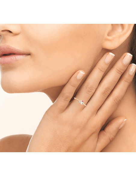 Bague Femme Plaqué Or et Pierres Multicolores - Luisa