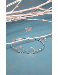 Bracelet Jonc Ouvert Argent 2 Ronds